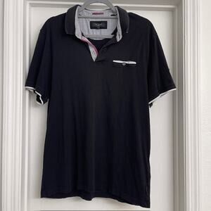 Ted Baker Men's Short Sleeve Pocket Polo Black Casual Preppy Sz 6 (2XL)